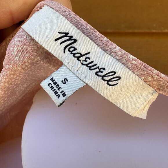 Madewell Light Pink Silk Coral V-Neck Floral Print Blouse Shirt Size S - Picture 2 of 9